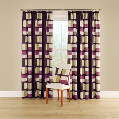 Montgomery Aubergine Apex lined curtains with pencil heading