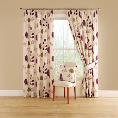 Aubergine Cleo lined curtains with pencil heading