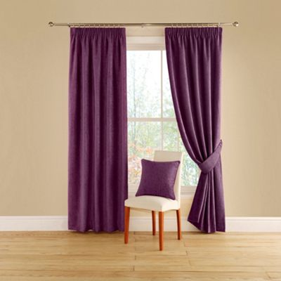 Montgomery Aubergine Vogue lined curtains with pencil heading