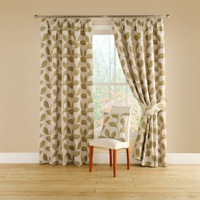 Montgomery Lime Paradiso lined curtains with pencil heading