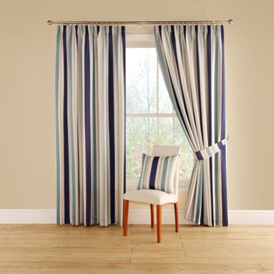 Montgomery Cobalt Festival lined curtains with pencil heading