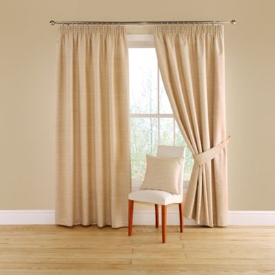Montgomery Natural Totem lined curtains with pencil heading