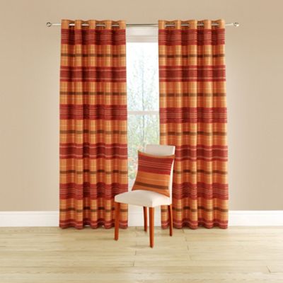 Terracotta Spectrum lined curtains with eyelet