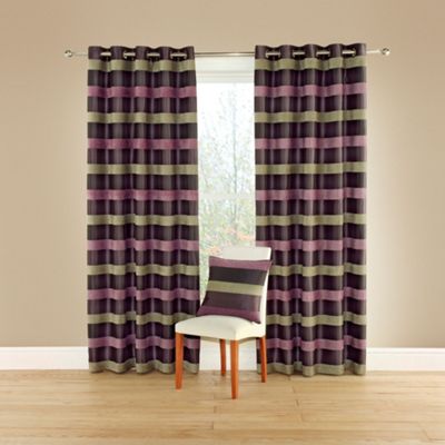 Montgomery Aubergine Casino lined curtains with eyelet