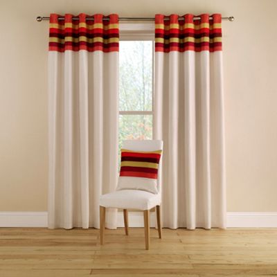 Terracotta Tropical Stripe Lined Curtains With
