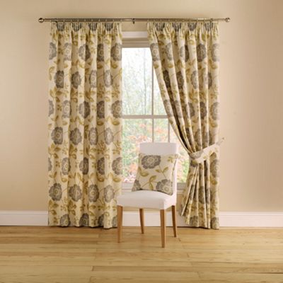 Montgomery Slate/Lime Bethany Lined Curtains With Pencil