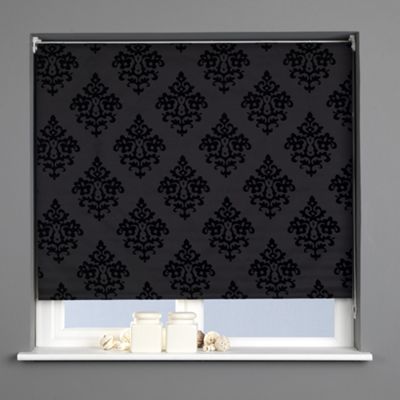 Montgomery Black regal flock sunlover accents roller blind