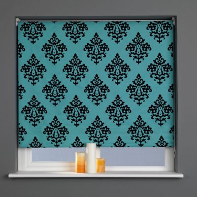 Teal regal flock sunlover accents roller blind