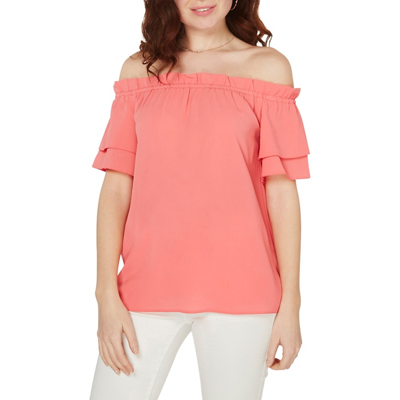 Dorothy Perkins - Coral Frill Sleeve Bardot Top Review