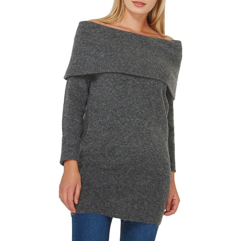 Dorothy Perkins - Grey Ribbed Longline Bardot Jumper Review