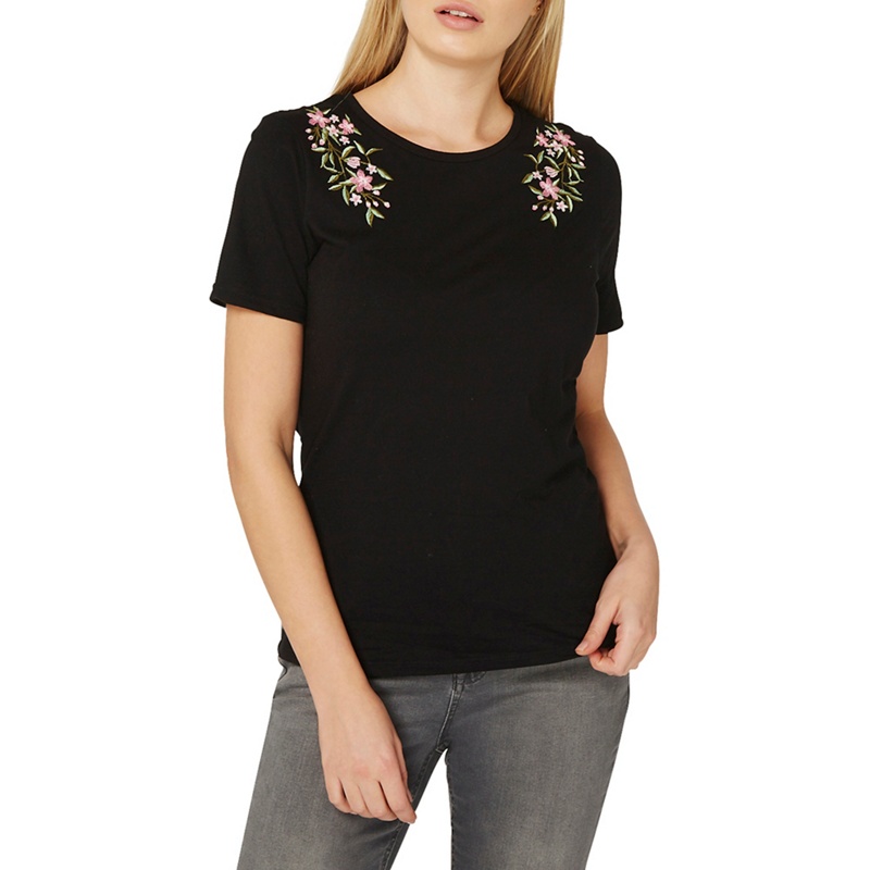 Dorothy Perkins - Black Floral Embroidered T-Shirt Review