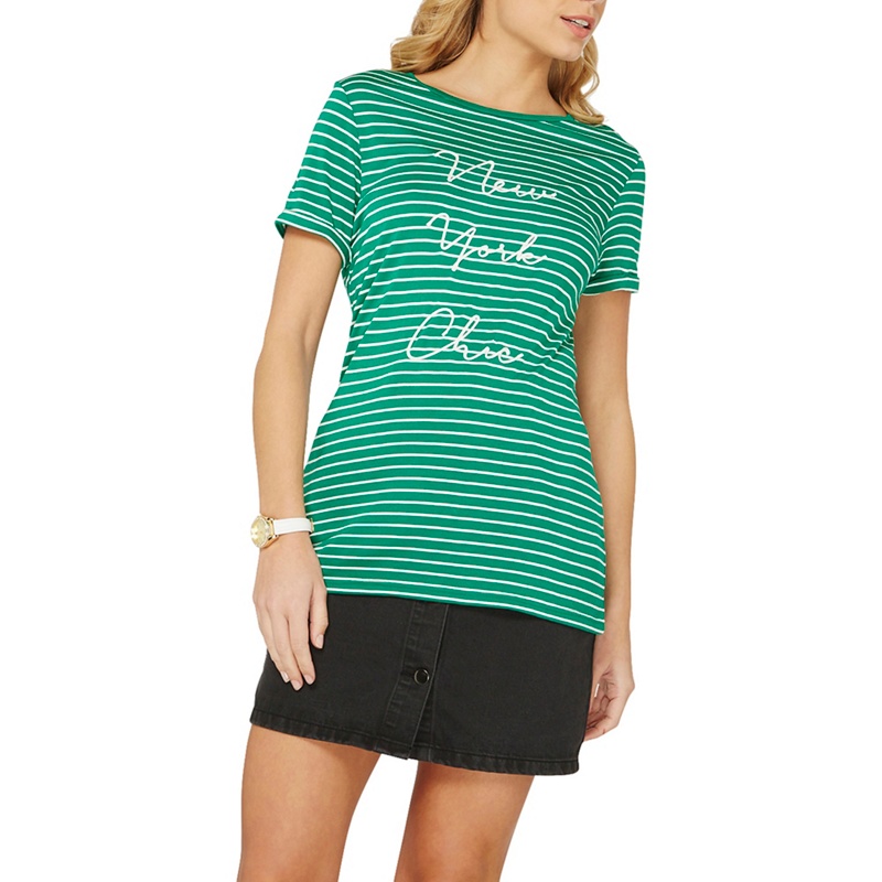 Dorothy Perkins - Green Striped Motif T-Shirt Review