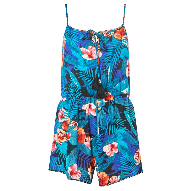 Dorothy Perkins - Blue Tropical And Floral Print Playsuit Review