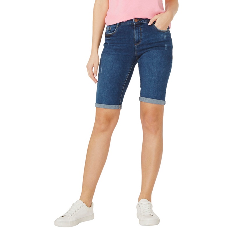 Dorothy Perkins - Washed Indigo Knee Denim Shorts Review