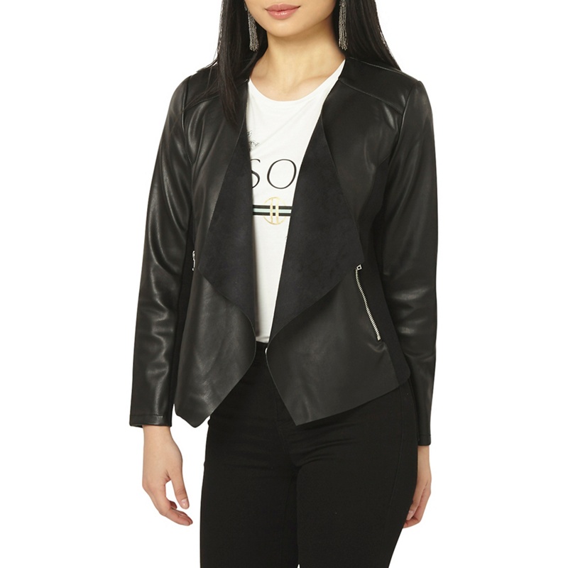 Dorothy Perkins - Petite Black Waterfall Pu Jacket Review