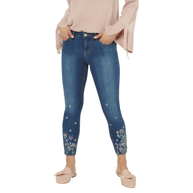 Dorothy Perkins - Petite Blue Floral Embroidered Darcy Jeans Review