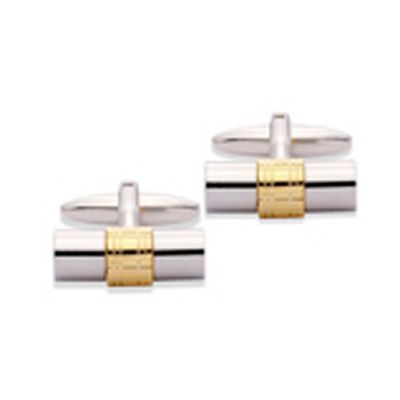 Chrome Bar Gold Tartan Cufflinks