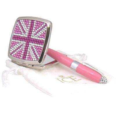 Pink Union Jack Compact and Pen set