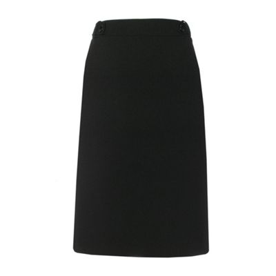 Black Double crepe short straight skirt