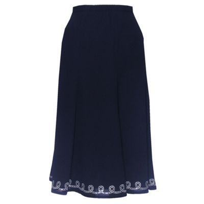 Eastex Navy Swirl Embroided crepe skirt