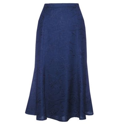 Eastex Indigo Embroidered Flared Skirt