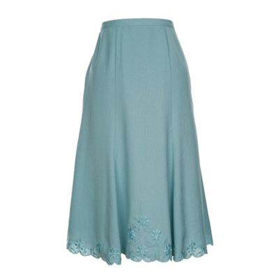 Eastex Mint Scroll Embroidered Flared Skirt