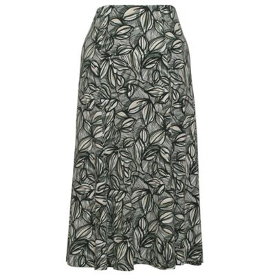 Eastex Palm flared batik leaf jersey skirt