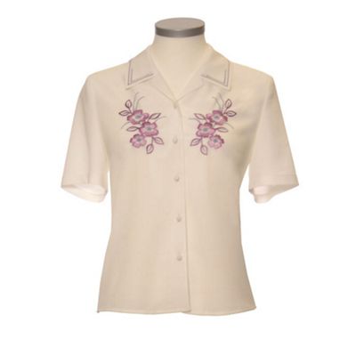 Eastex Ivory Poppy Embroidered Blouse