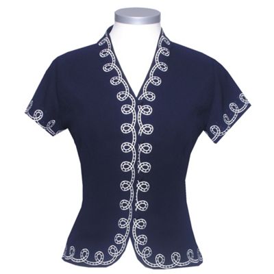 Eastex Navy Swirl Embroidered Blouse