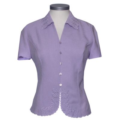 Eastex Lilac Short sleeved Buttercup Embroided Blouse