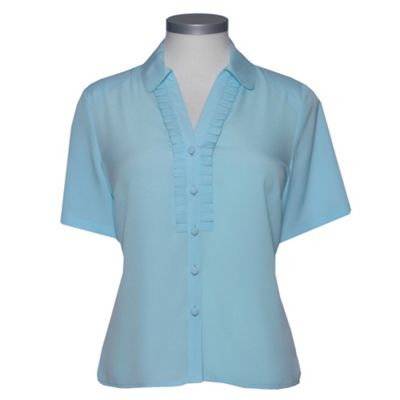 Eastex Mint Short Sleevd Pleat Front Blouse