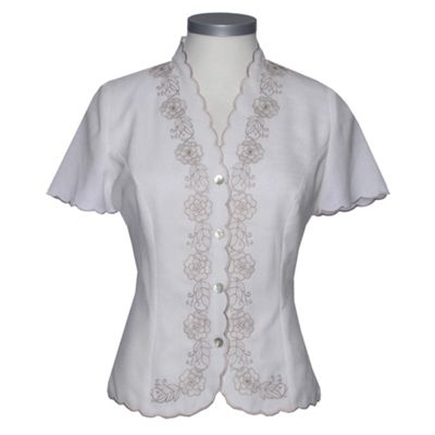 Eastex Ivory Short Sleeved Trailing Rose Blouse