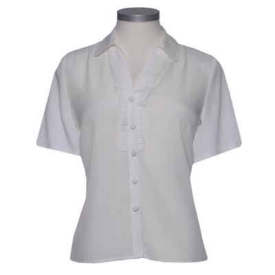 Eastex Ivory Short Sleeved Pleat Front Blouse