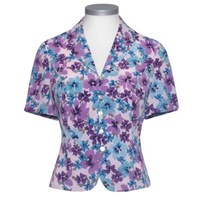 Eastex Mauve Waterlily short sleeve blouse