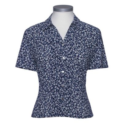 Eastex Indigo Spot leaf blouse