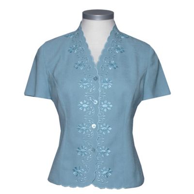 Eastex Mint short sleeve Scroll Embellished Blouse