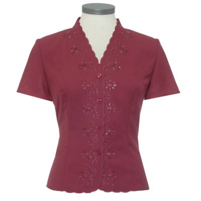 Eastex Rose short sleeve Scrolls Emb Blouse