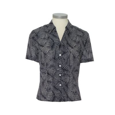 Eastex Navy Short Sleeve Mosaic Blouse