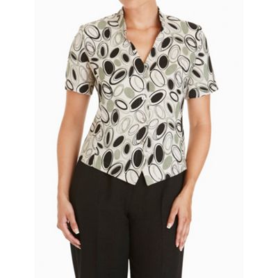 Eastex Multi Fleck Oval Swirl Flared Blouse