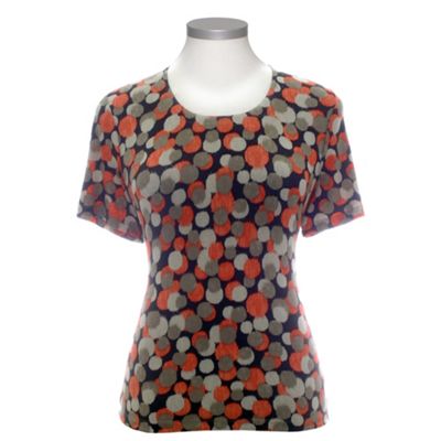 Coral square neck Ikat print t-shirt