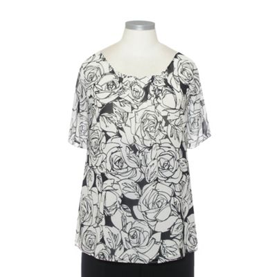 Ann Harvey Rose Print Pleat Blouse