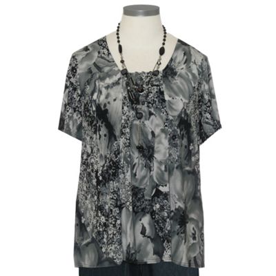 Ann Harvey Flower Print Necklace Top