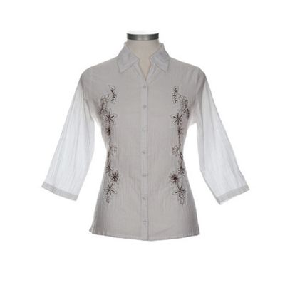 Dash White Crinkle Embroidered Blouse