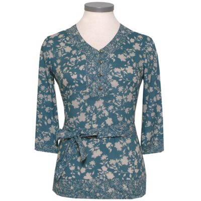 Turquoise Printed Kaftan Blouse