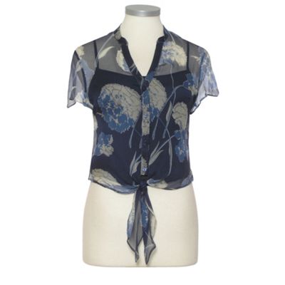 Kaliko Carnation Print Blouse in Blue