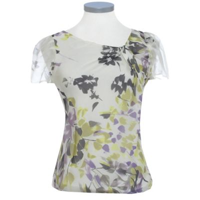 Kaliko Cream Short Sleeve Forgotten Print Blouse