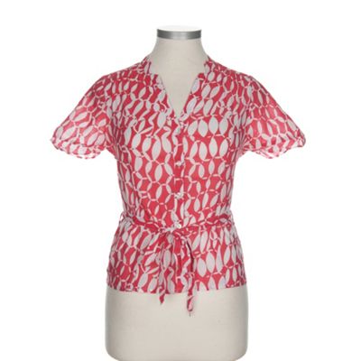 Kaliko Pink Leaf Crinkle Blouse