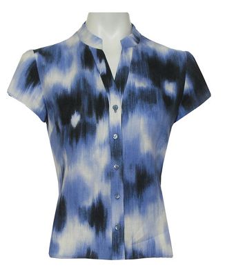 Minuet Petite Petite Ikat Print Blouse