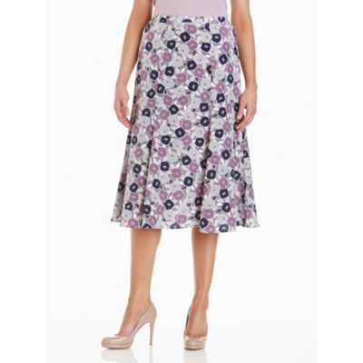 Eastex Pink multi rose print flared skirt