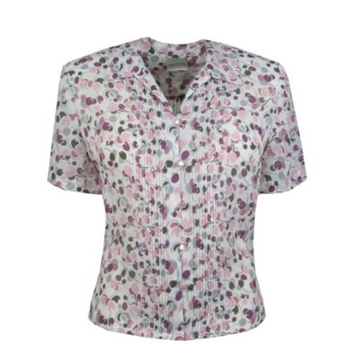 Eastex Pink multi mini floral pintuck blouse